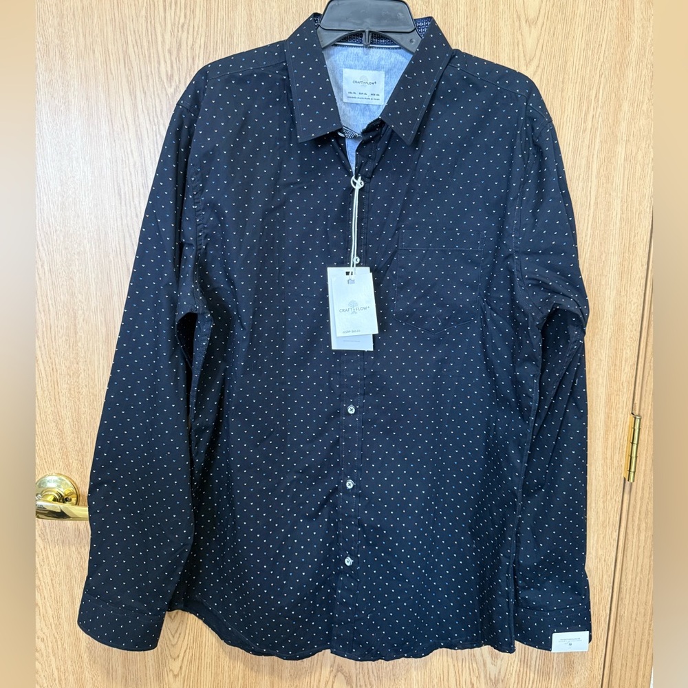 New Craft + Flow Black Patterned Dress Shirt
